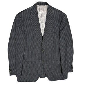 Jack Victor Wool Linen Silk Blazer Half Lined Sport Coat Striped Grey 40R